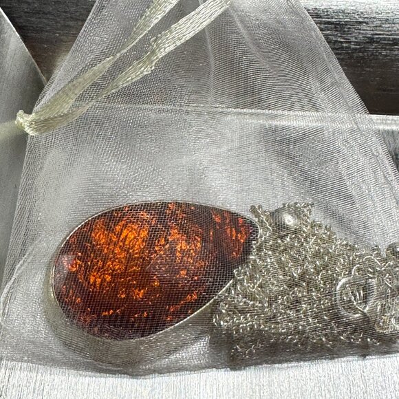 Chico’s Statement Necklace Amber Teardrop Pendant Multi-Strand Chain EUC - Picture 4 of 9